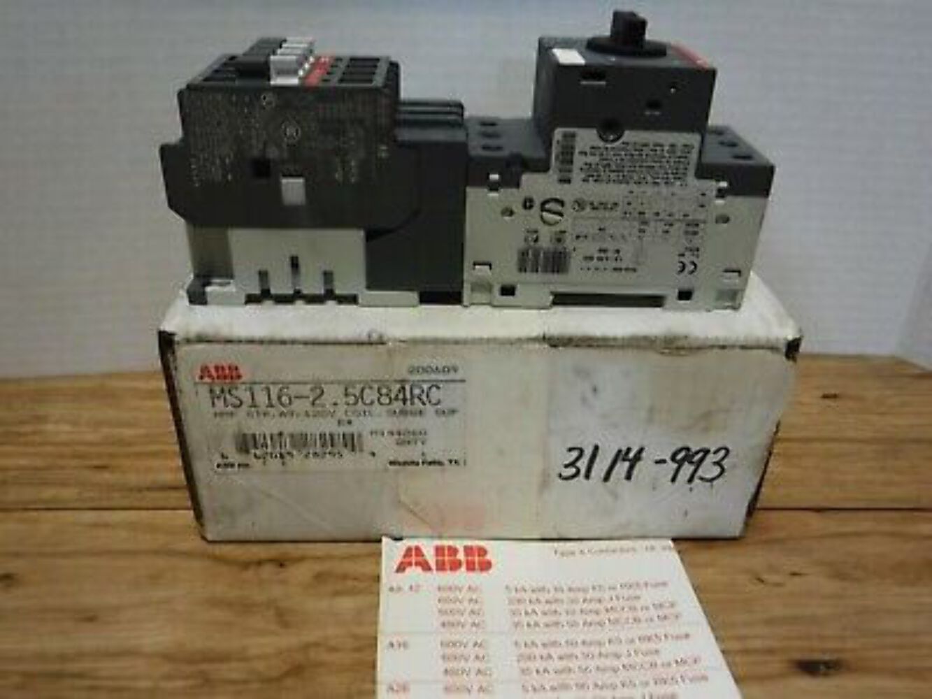 MS116 - 2.5C84RC - ABB MS116 - 2.5C84RC, 120V COIL, ASEA BROWN BOVERI, MOTOR STARTER - Surplus Alley