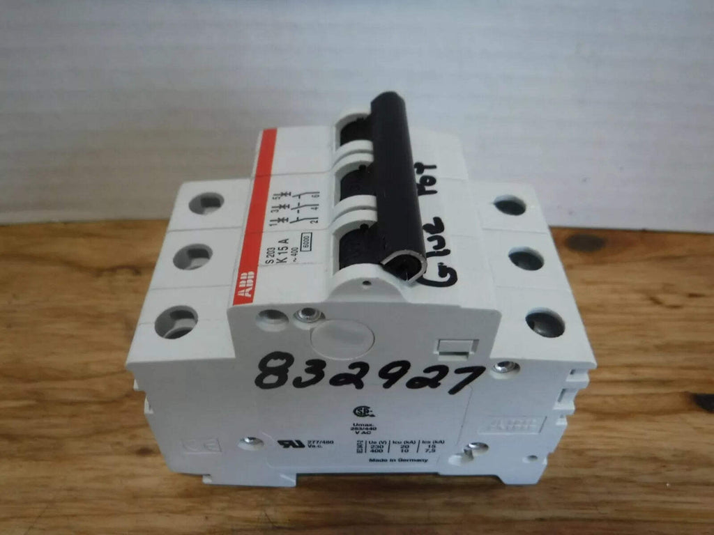 S203 - K15 - ABB S203 K15 CIRCUIT BREAKER 2CD S253 001 R0457 3 POLE - Surplus Alley