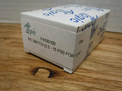 F - 4100 - 100 - AIR LOGIC F - 4100 - 100 MINIATURE PRESSURE ELECTRIC SWITCH 0.5 - 15 PSI, 1/16" - Surplus Alley