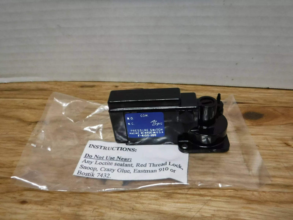 F - 4100 - 100 - AIR LOGIC F - 4100 - 100 MINIATURE PRESSURE ELECTRIC SWITCH 0.5 - 15 PSI, 1/16" - Surplus Alley