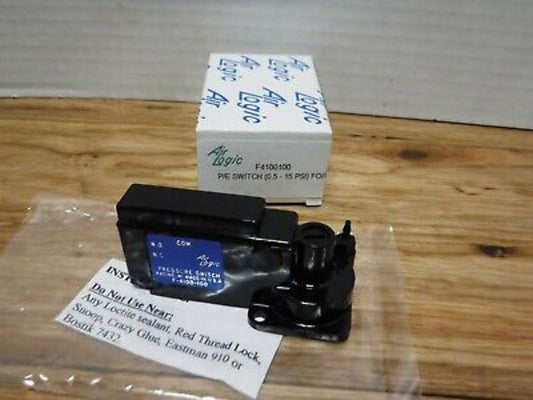 F - 4100 - 100 - AIR LOGIC F - 4100 - 100 MINIATURE PRESSURE ELECTRIC SWITCH 0.5 - 15 PSI, 1/16" - Surplus Alley