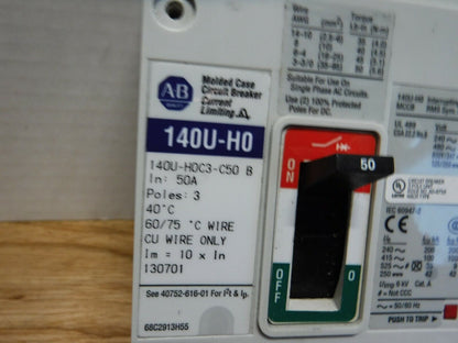 140U - H0C3 - C50 - Allen Bradley 140U - H0C3 - C50 Ser B, Breaker 50 AMP - Surplus Alley