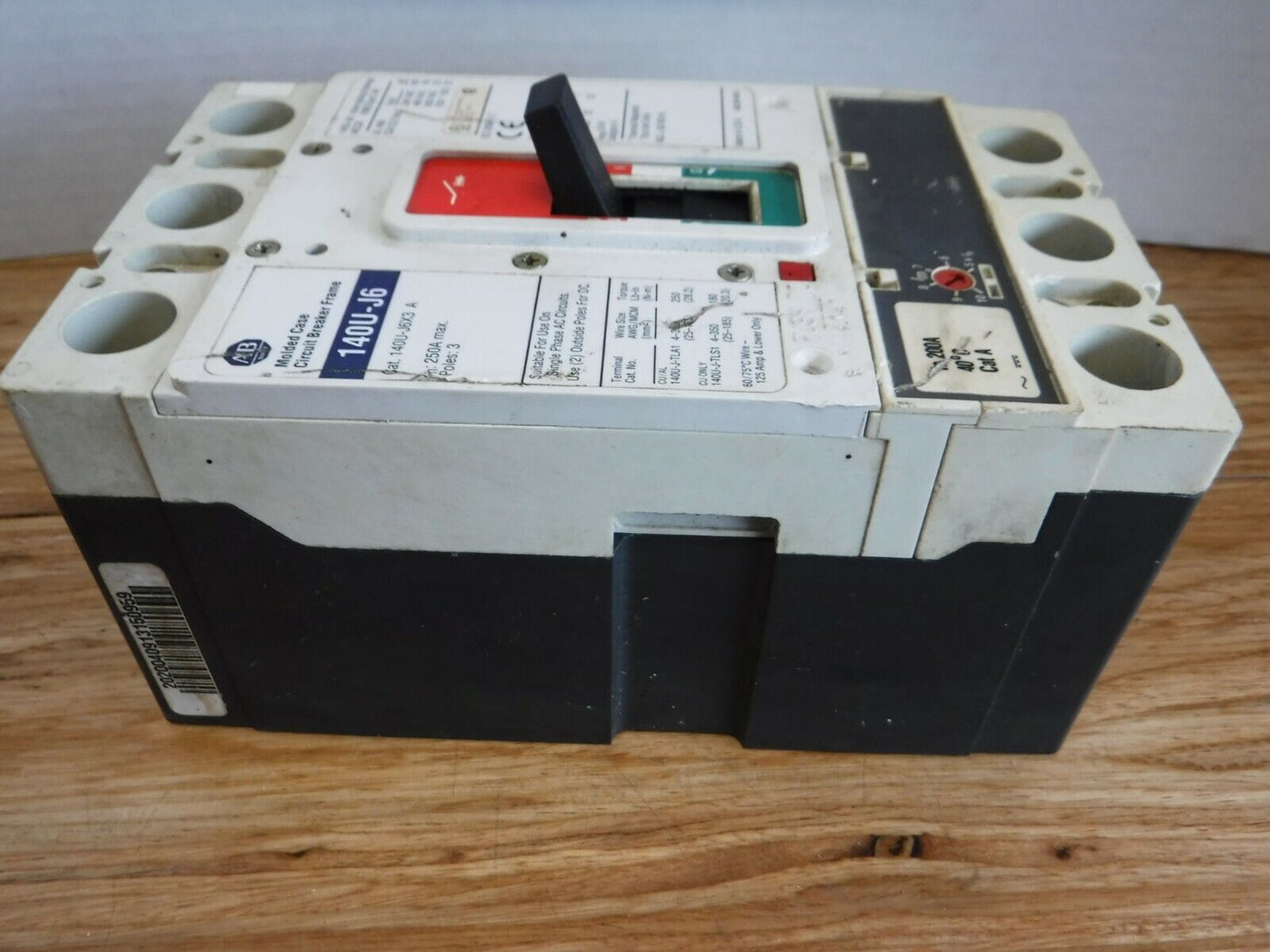 140U - J6D3 - D20 - A - Allen Bradley 140U - J6D3 - D20 - A, SERIES A, CIRCUIT BREAKER, 3P, 250A - Surplus Alley