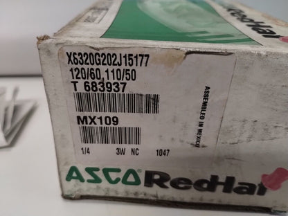 X8320G202J15177 - ASCO RED HAT SOLENOID VALVE X8320G202J15177, N.C. 3WAY, 10.1W 1/4PIPE 120V - Surplus Alley