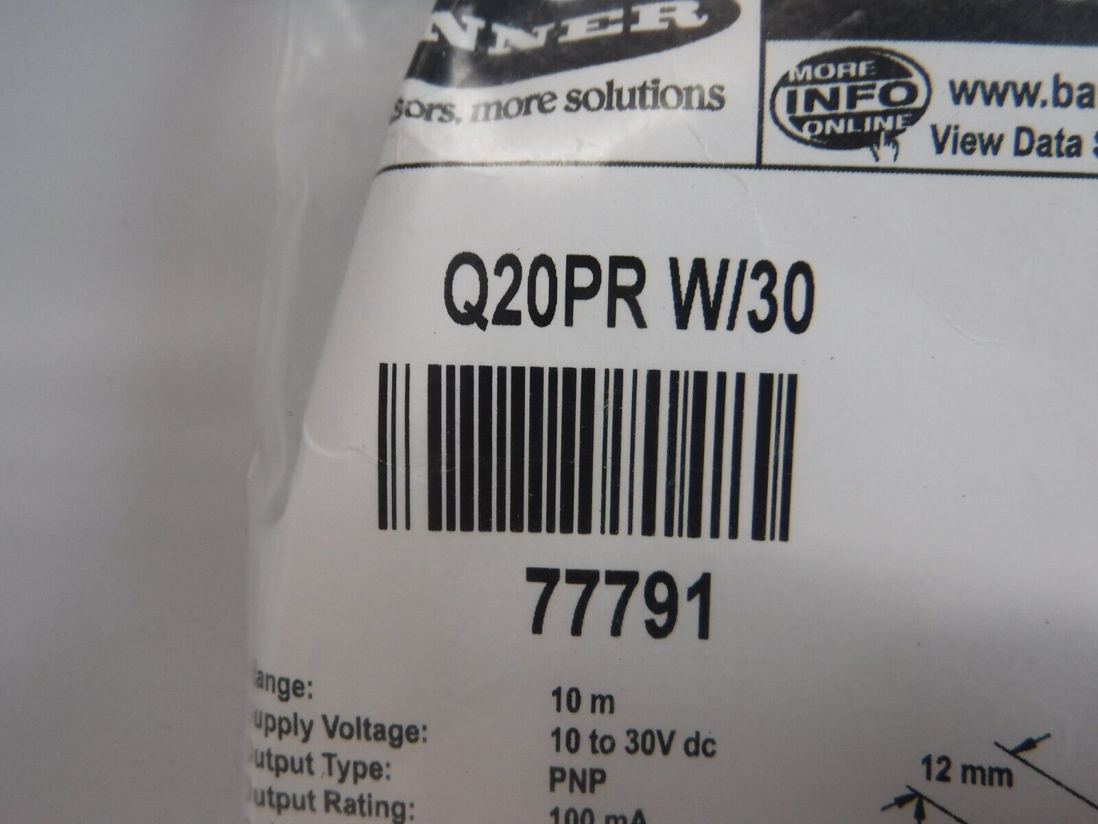 Q20PR W/30 - BANNER Q20PR W/30 PHOTOELECTRIC SENSOR 4 - PIN, 77791 - Surplus Alley