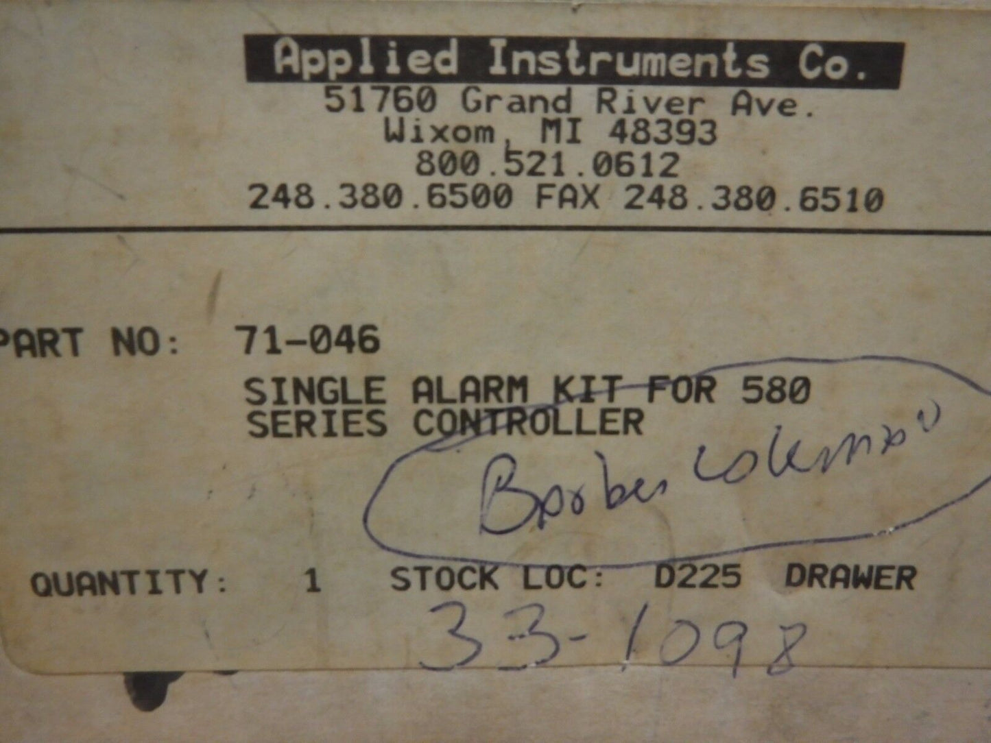 71 - 046 - BARBER - COLMAN 71 - 046, 580 SERIES TEMP. CONTROLLER SINGLE ALARM KIT - Surplus Alley