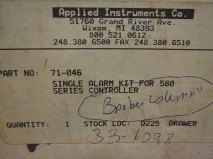 71 - 046 - BARBER - COLMAN 71 - 046, 580 SERIES TEMP. CONTROLLER SINGLE ALARM KIT - Surplus Alley