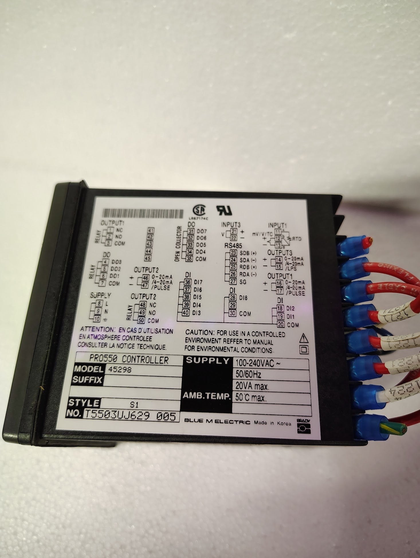 45298 - Blue M Electric 45298 PRO550 Style S1 Temperature Process Controller - Surplus Alley