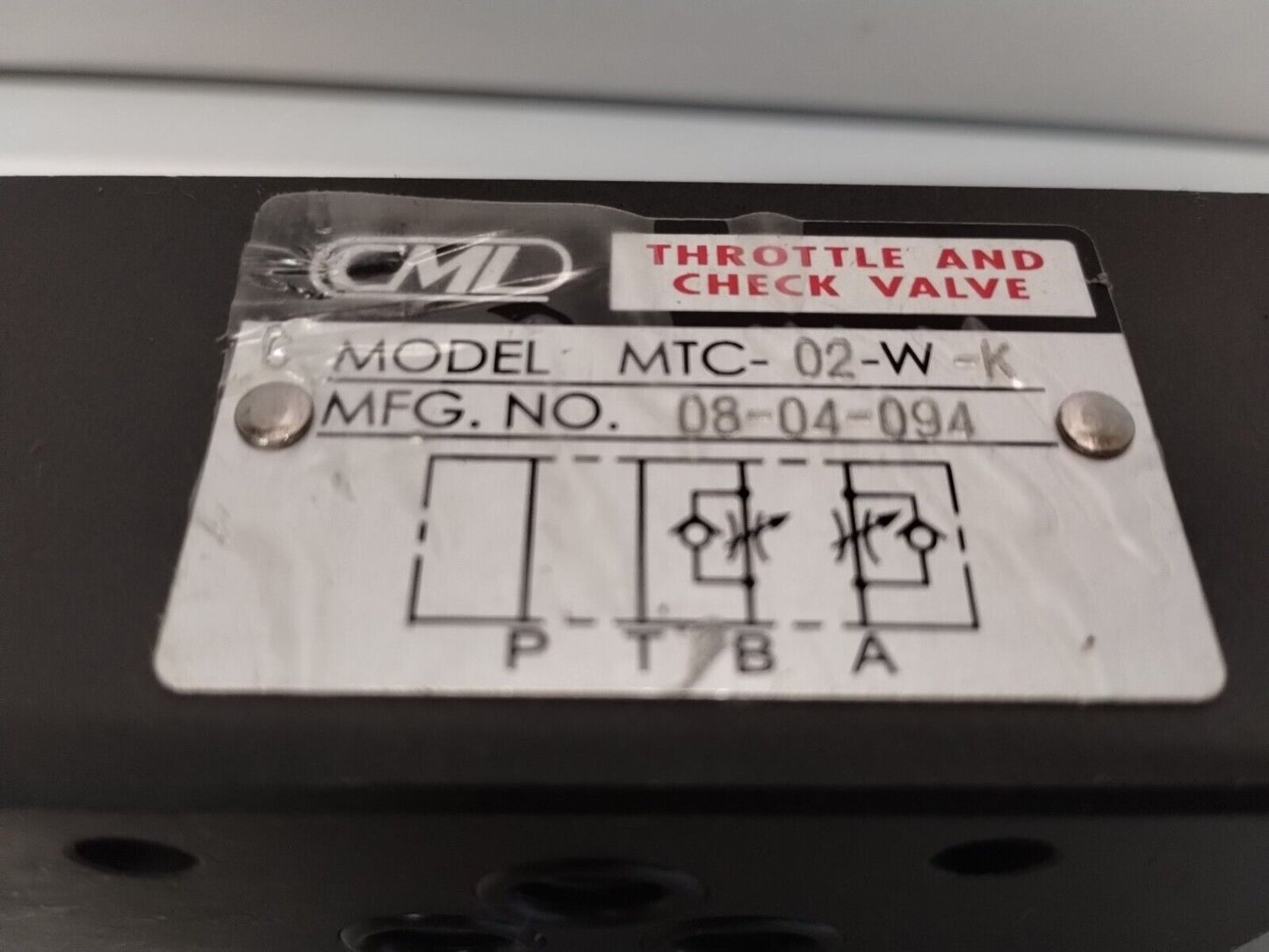 MTC - 02 - W - K - CML Throttle and check valve MTC - 02 - W - K - Surplus Alley