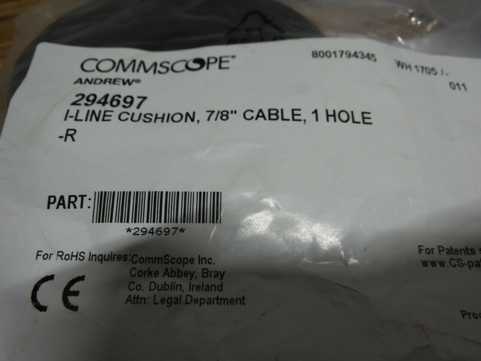 294697 - COMMSCOPE 294697, 7/8" Cable I - Line Cushion 1 Hole - Surplus Alley