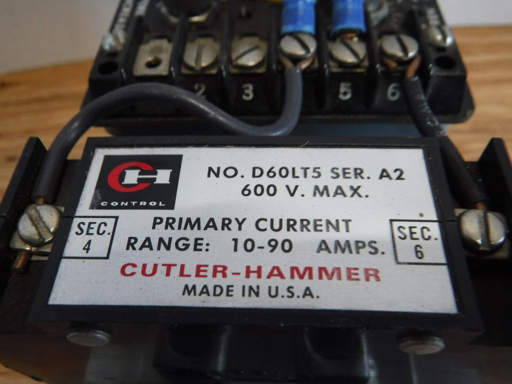 D60LA0 - Cutler - Hammer Current Relay, D60LA0, 10 - 90A, 600V - Surplus Alley