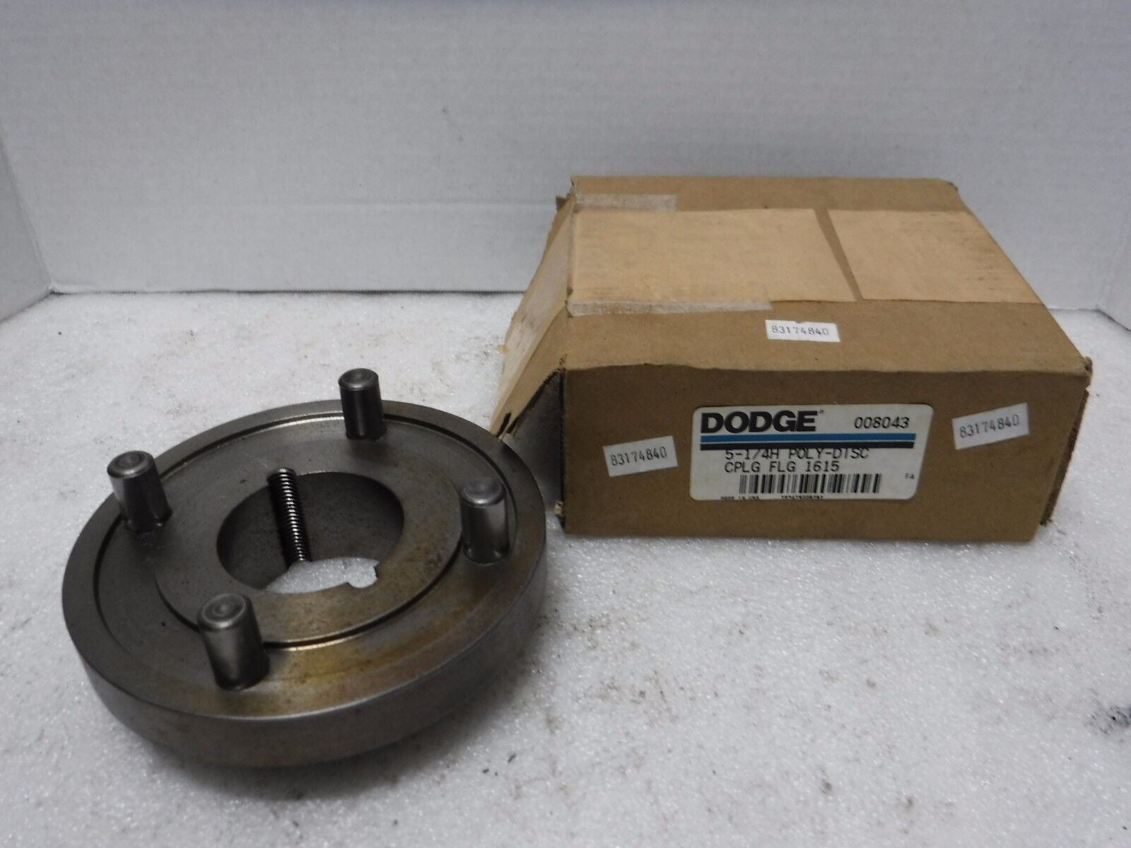 008043 - DODGE 008043 POLY - DISC 5 - 1/4H 1615 5 - 1/4 IN STEEL FLANGE COUPLING - Surplus Alley