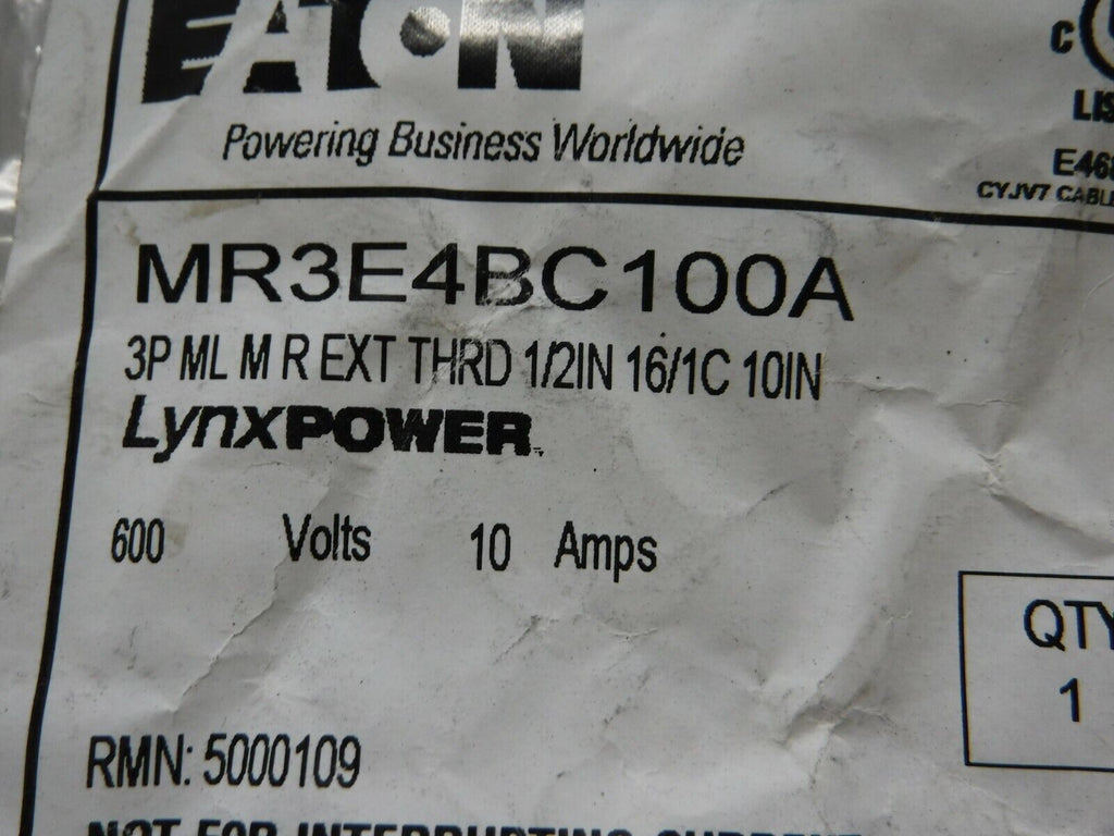 MR3E4BC100A - Eaton MR3E4BC100A, 5000109, 3 - Pole Receptacle 1/2" NPT - Surplus Alley