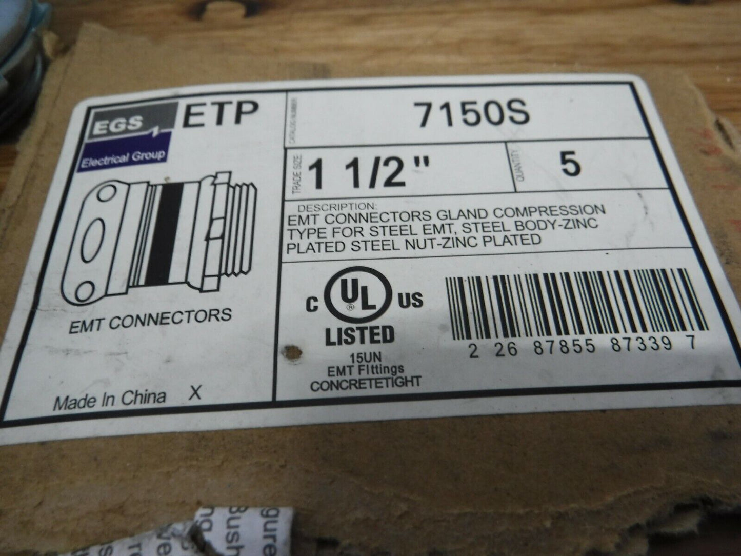 7150S - EGS ETP 7150S , 1 1/2 EMT CONNECTOR (5X) - Surplus Alley