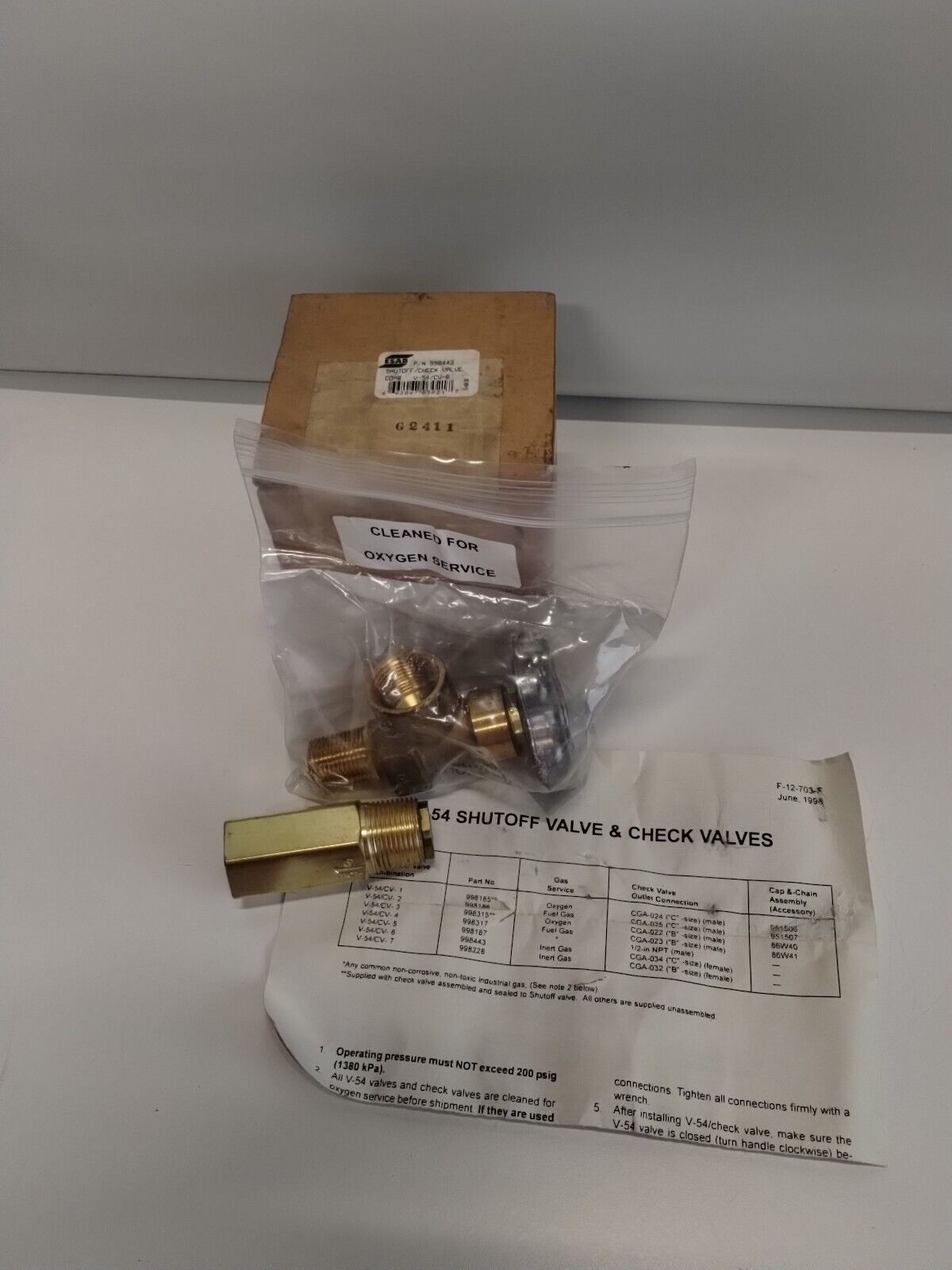 998443 - Esab 998443 Combination Shutoff/Check Valve (7/8 in. - 14 RH female)V - 54/CV6 - Surplus Alley