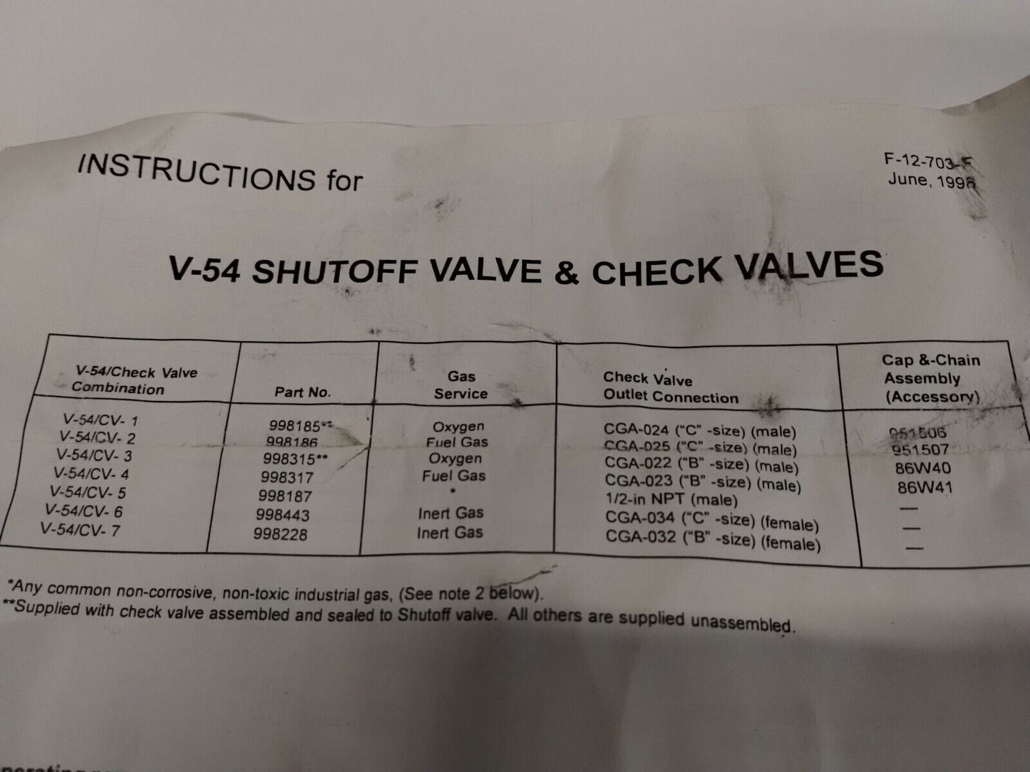 998443 - Esab 998443 Combination Shutoff/Check Valve (7/8 in. - 14 RH female)V - 54/CV6 - Surplus Alley