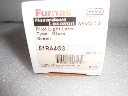 51RA4G3 - Furnas 51RA4G3 Pilot Light Lens Glass Green NEMA 6,7 - Surplus Alley