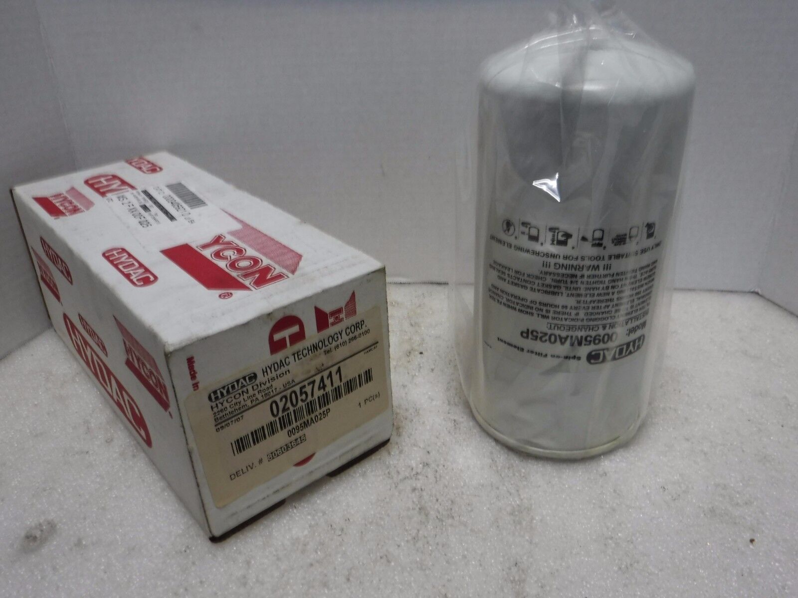 02057411 - Hydac 02057411 HYCON HYDRAULIC Spin - on Filter 0095MA025P - Surplus Alley