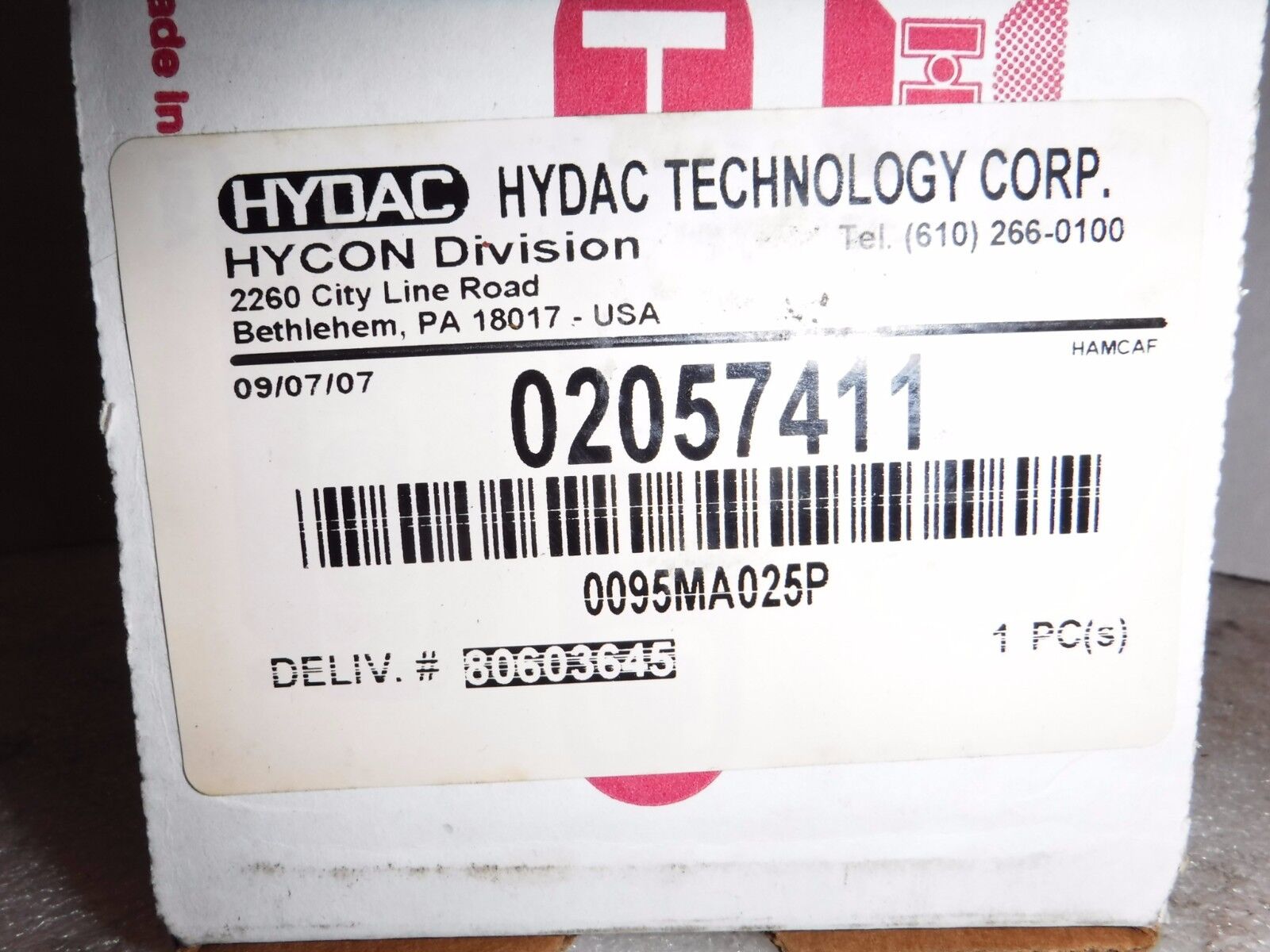 02057411 - Hydac 02057411 HYCON HYDRAULIC Spin - on Filter 0095MA025P - Surplus Alley