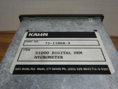 75 - 1186B - 3 - KAHN 75 - 1186B - 3, S1000 DIGITAL OEM HYGROMETER, 115V, PNEUMATECH - Surplus Alley