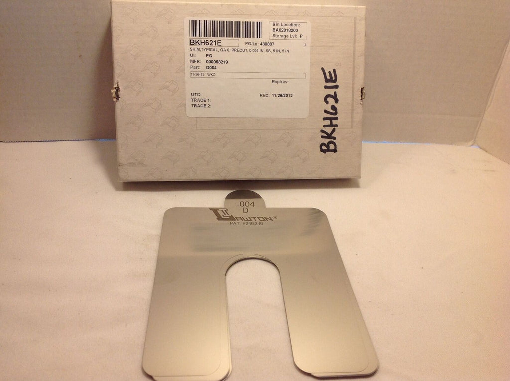 D004 - Lawton Industries BKH621E .004 D Typical, Shim, Precut, 0.004 IN, SS, 5 IN, 25pc - Surplus Alley