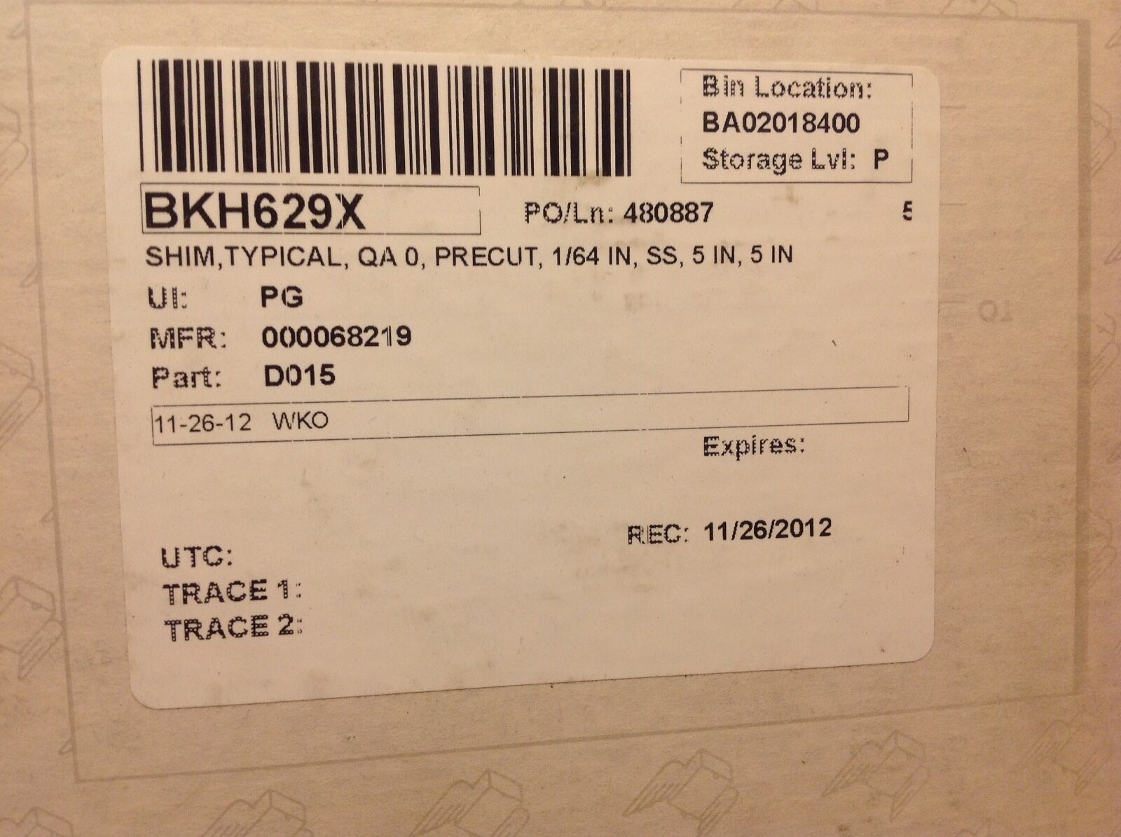 D015 0.015D - Lawton Industries BKH629X .015 D Typical, Shim, Precut, 1/64 IN, SS, 5 IN, 25pc - Surplus Alley