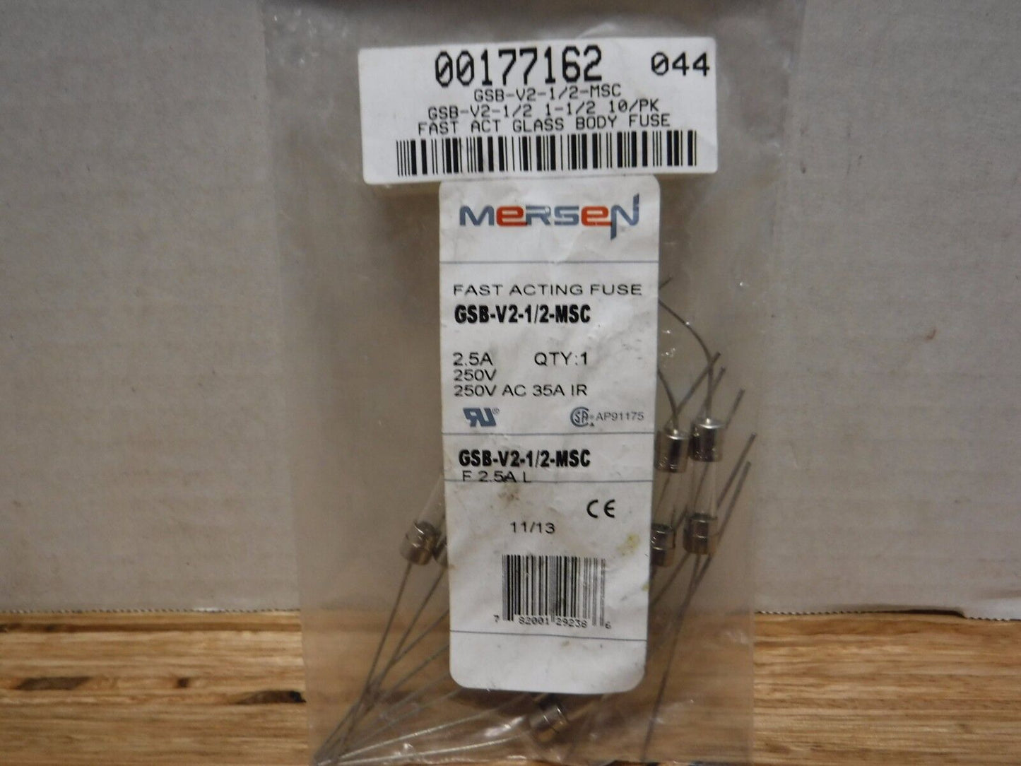 GSB - V2 - 1/2 - MSC - Mersen Fast Acting Miniature Glass Fuse 250V 2.5A 10PK GSB - V2 - 1/2 - MSC - Surplus Alley