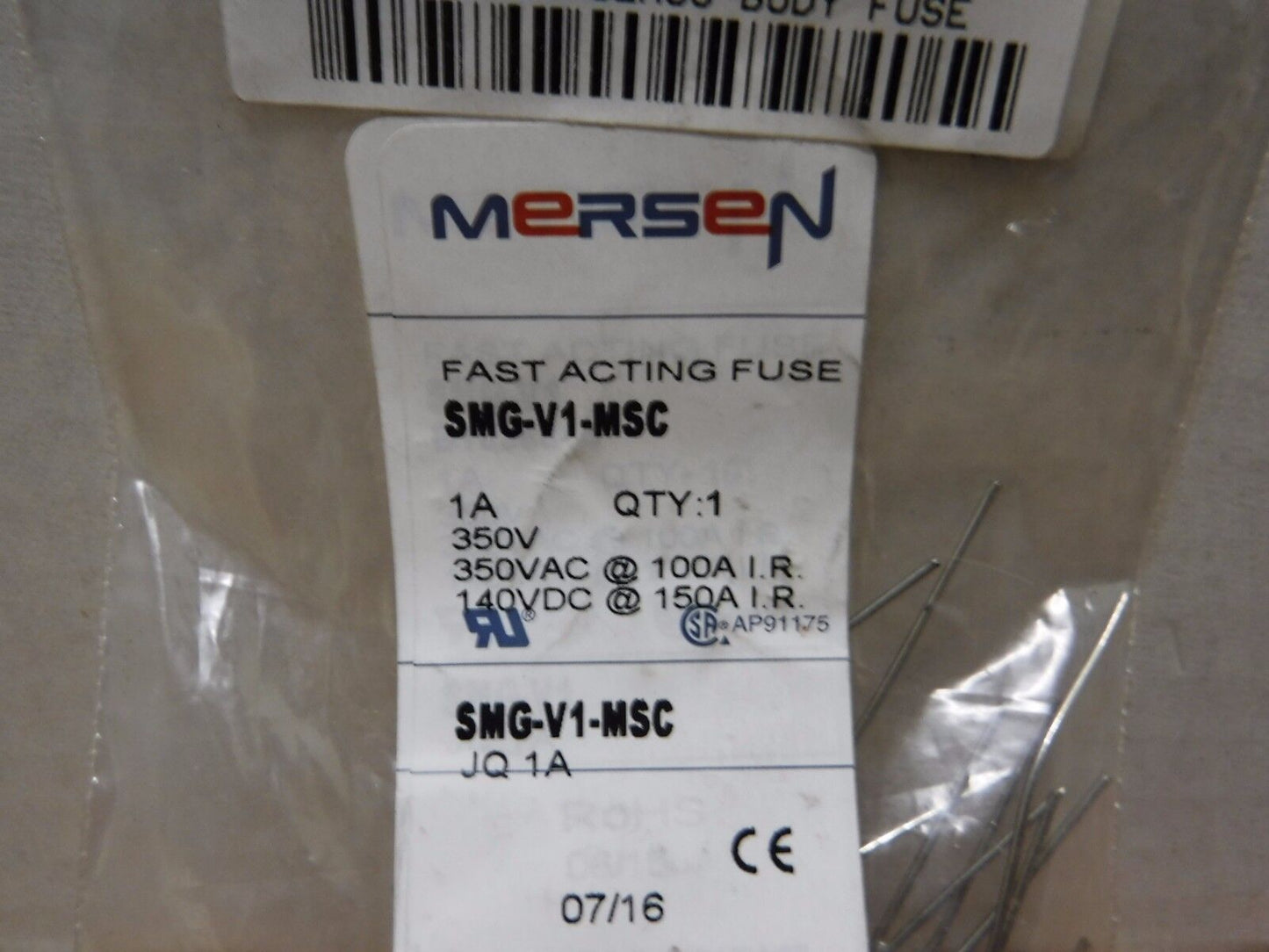 SMG - V1 - MSC - Mersen Fast Acting Miniature Glass Fuse 350V 1A 10PK SMG - V1 - MSC - Surplus Alley