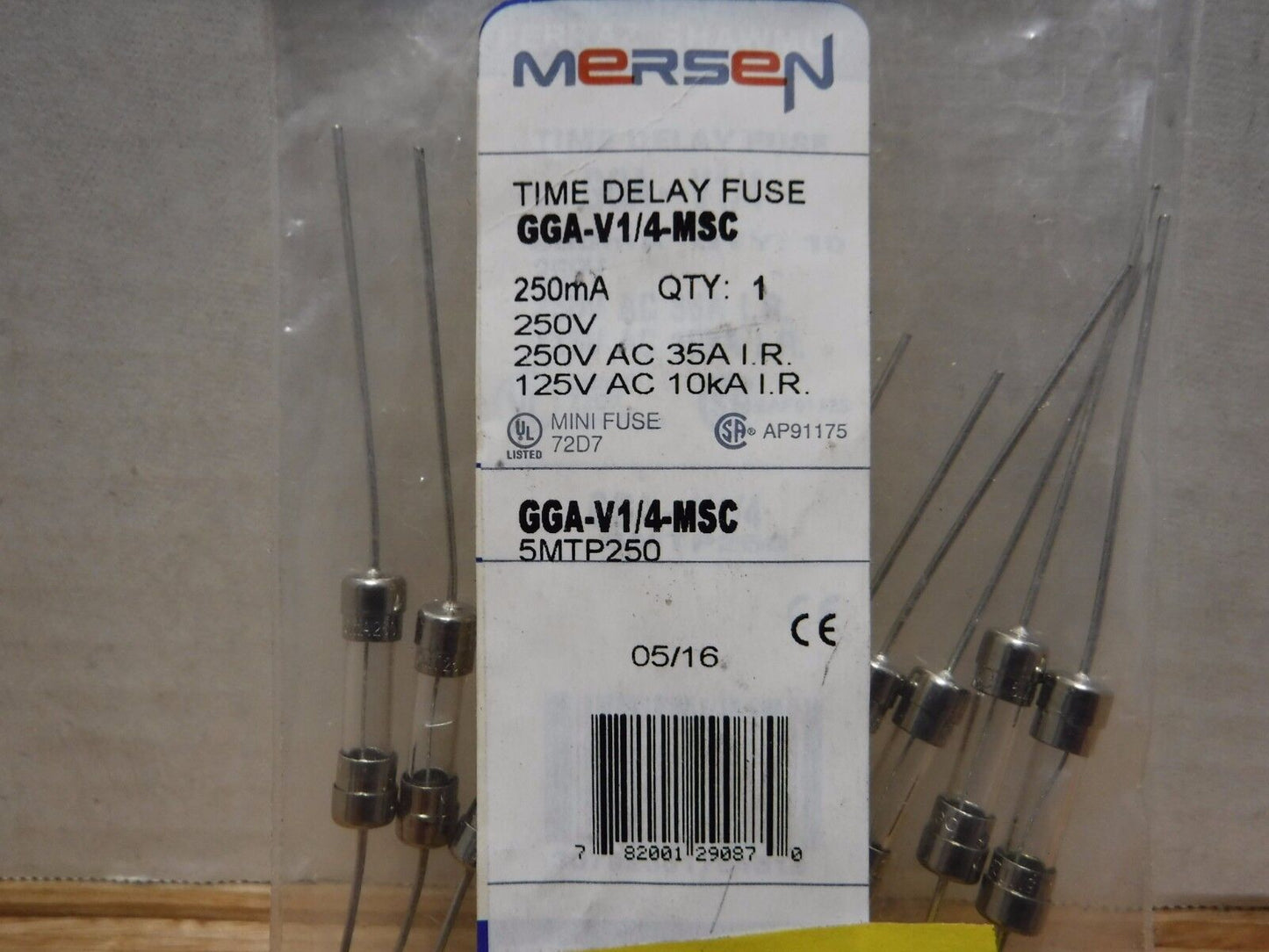 GGA - V1/4 - MSC - Mersen Time Delay Miniature Glass Fuse 250V 250mA 10PK GGA - V1/4 - MSC - Surplus Alley