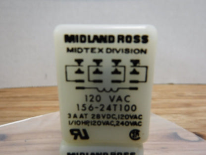 156 - 24T100 - MIDLAND ROSS 156 - 24T100 RELAYS 120 VAC ** LOT OF 2 ** - Surplus Alley