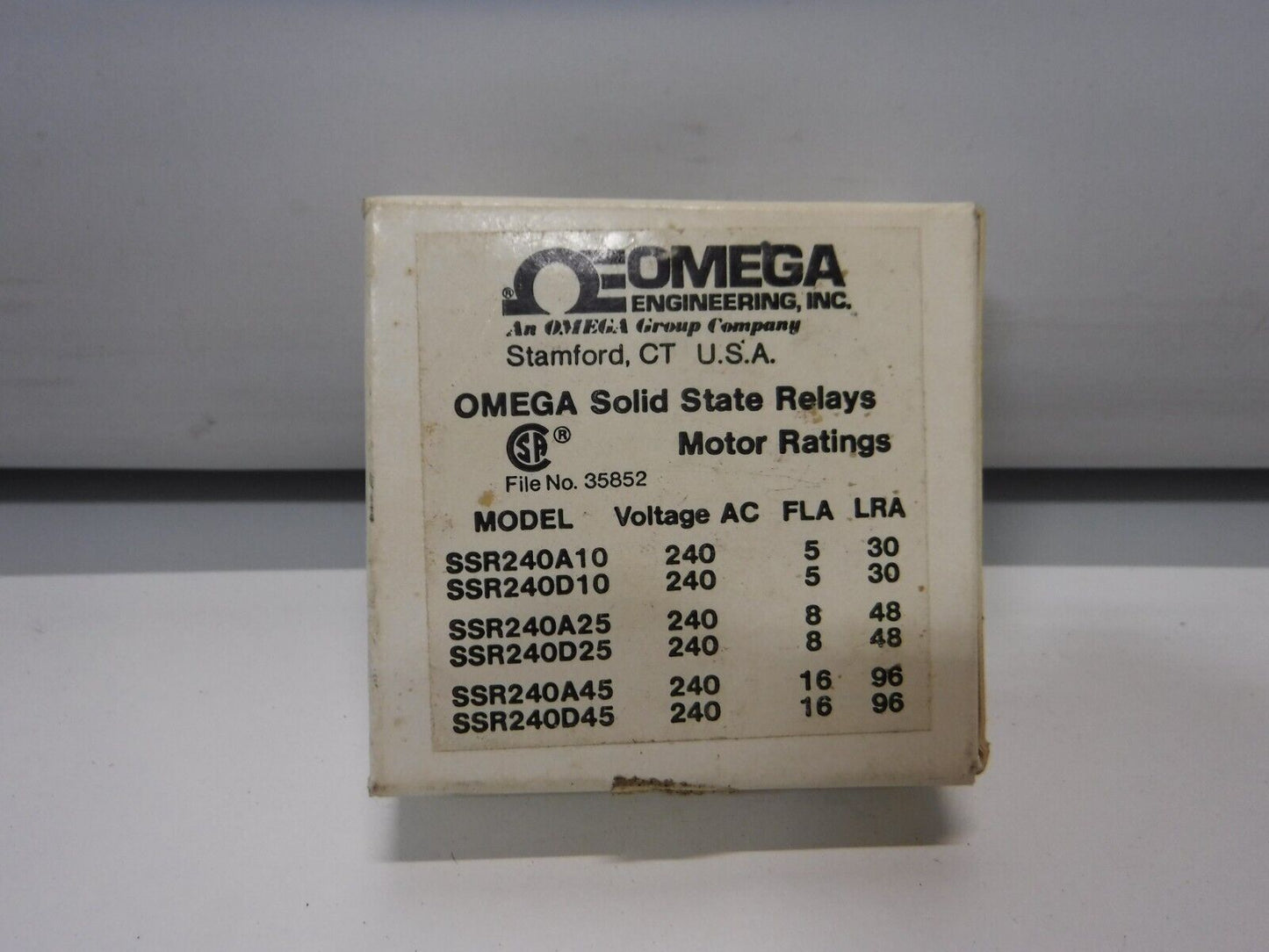 SSR240A25 - Omega SSR240A25 Solid State Relay Load: 25 Amp 110/220 VAC Control: 85 - 280 VAC - Surplus Alley