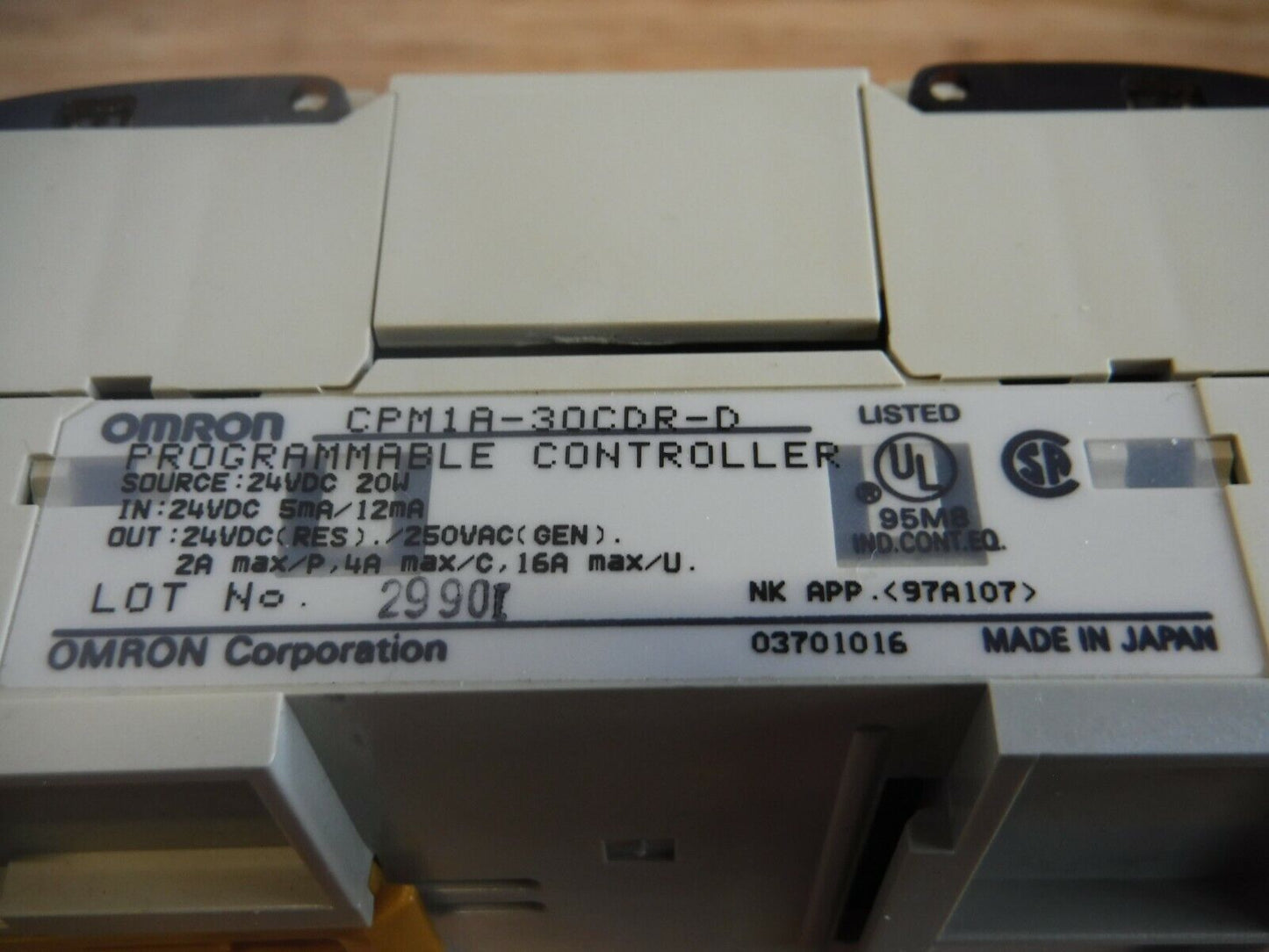 CPM1A - 30CDR - D - Omron CPM1A - 30CDR - D Programmable Controller 24V DC, 5MA/12MA, 250V AC, 20W - Surplus Alley