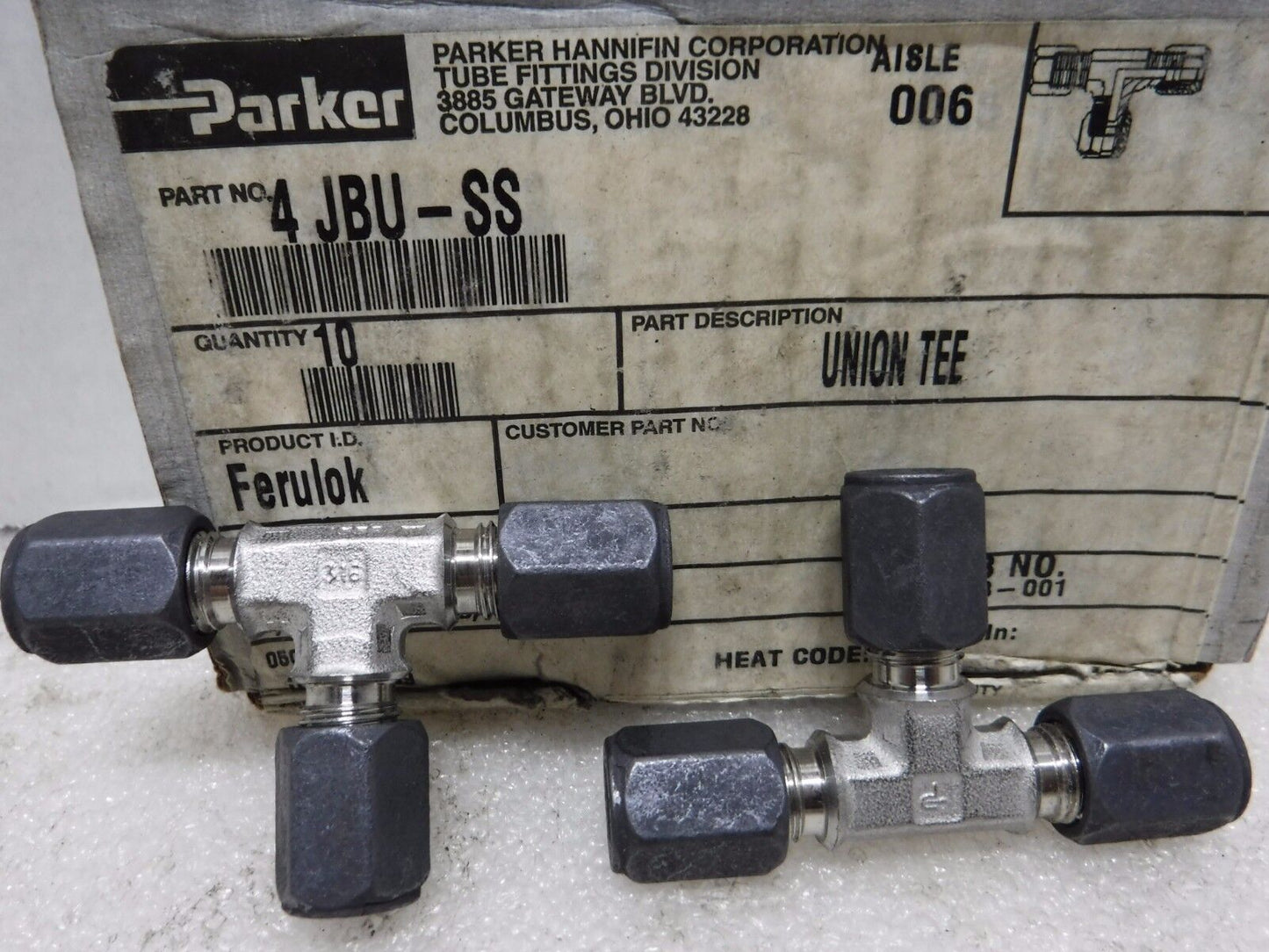 4 JBU - SS - PARKER 4 JBU - SS UNION TEE 1/4" 316 S.S. COMPRESSION FITTING (10 PACK) - Surplus Alley