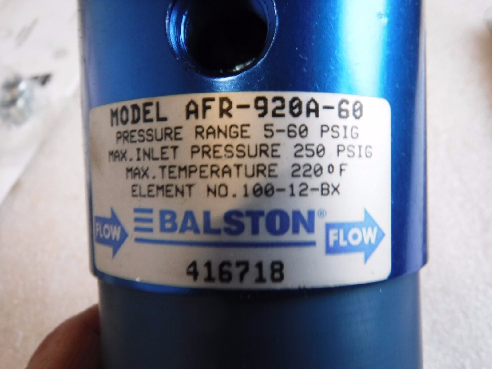 AFR - 920A - 60 - Parker Balston AFR - 920A - 60 Filter - Regulator 5 - 60PSI 1/4" NPT - Surplus Alley