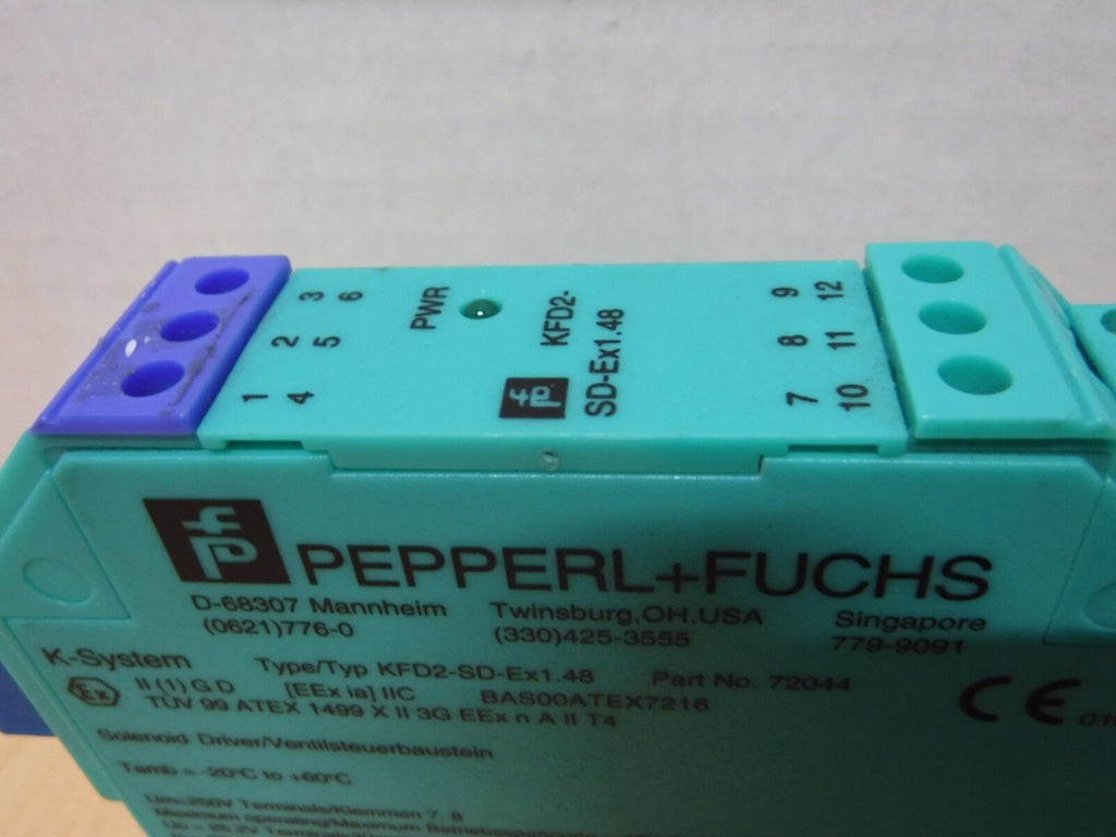 72044 - PEPPERL - FUCHS Type - KFD2 - SD - Ex1.48 - SOLENOID DRIVER - P/N 72044 - Surplus Alley