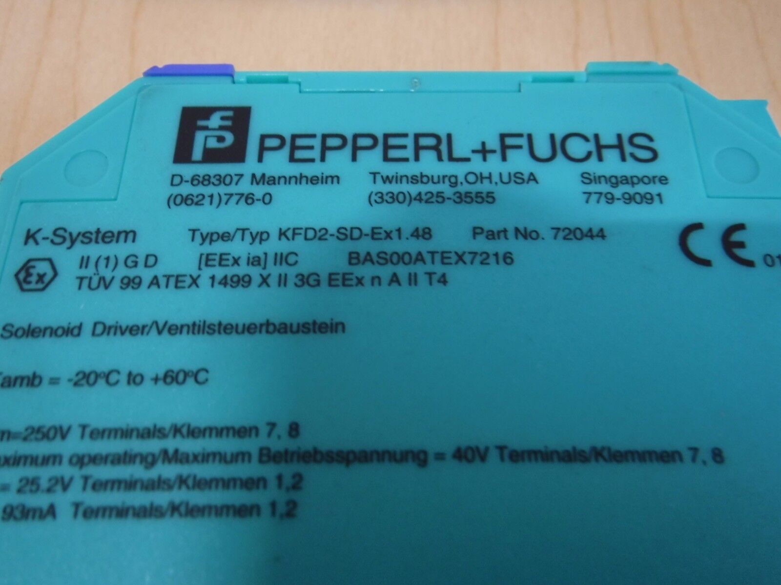 72044 - PEPPERL - FUCHS Type - KFD2 - SD - Ex1.48 - SOLENOID DRIVER - P/N 72044 - Surplus Alley