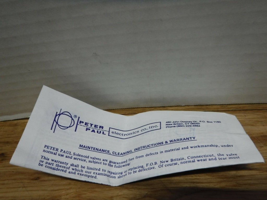 23JJ7XCV - Peter Paul 23JJ7XCV Solenoid Valve 24VDC, 100PSI 1/16" x 1/16" Orifice - Surplus Alley