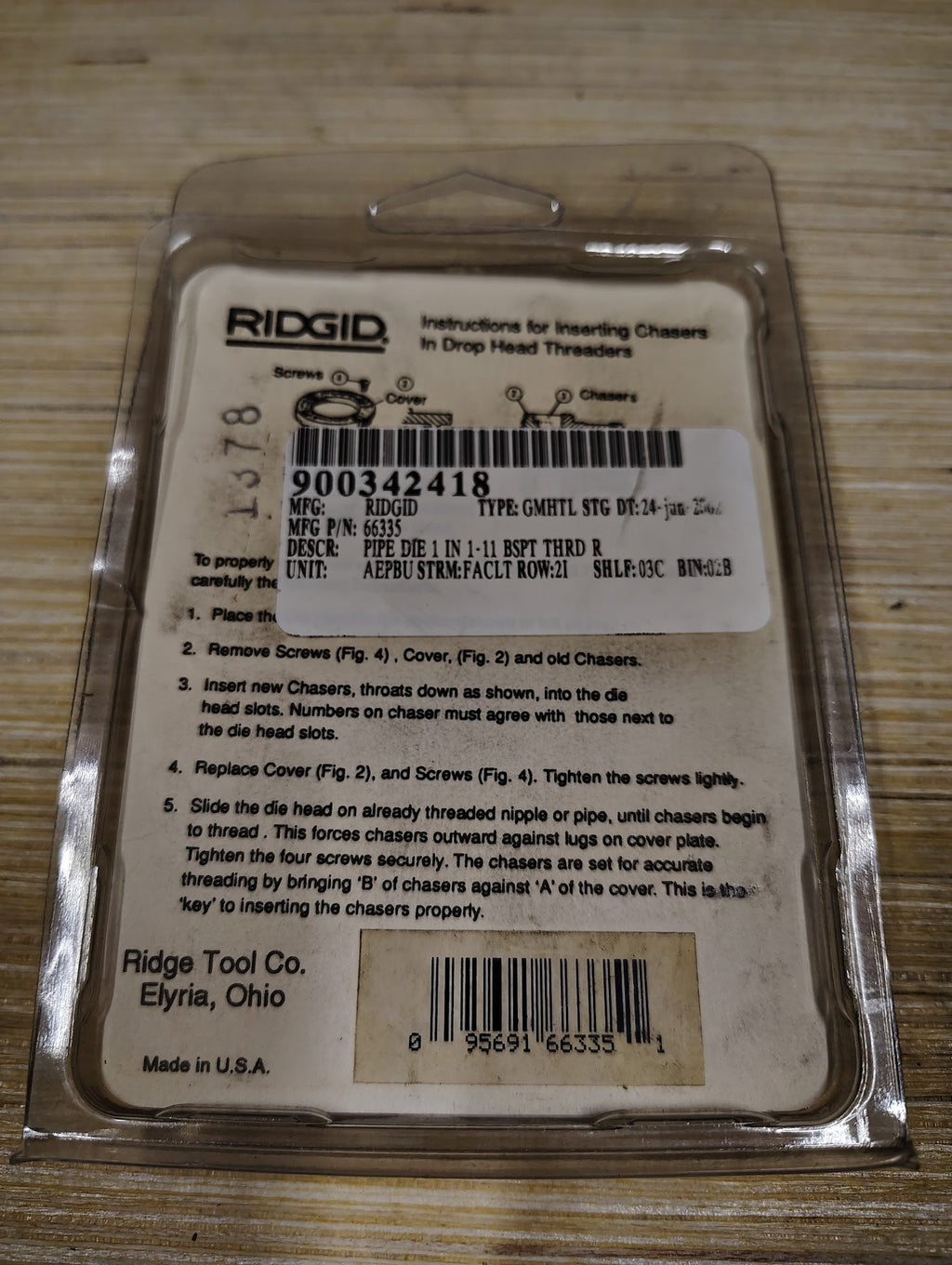 66335 - Ridgid 1" - 11 - 1/2 HS BSPT Pipe Dies 66335 - Surplus Alley