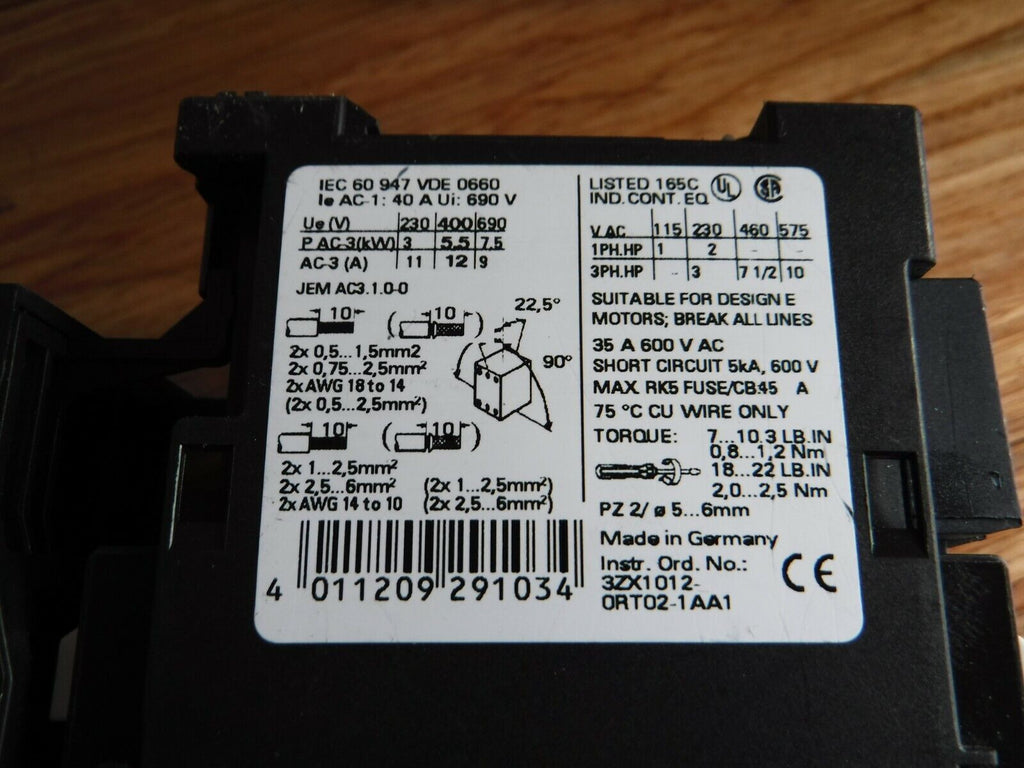 3RT1024 - 1B..0 - Siemens 3RT1024 - 1B..0 Contactor 24 VDC w/ 3RU1126 - 1EB0, 2.8 - 4 A OVERLOAD - Surplus Alley