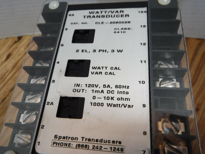 CLE - 208002S - SPATRON CLE - 208002S / CLE208002S WATT/VAR TRANSDUCER - Surplus Alley