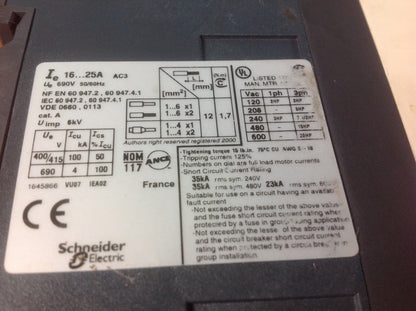 GV3 ME25 16 - 25A - Telemecanique GV3ME25 GV3 ME25 16 - 25A MOTOR STARTER - Surplus Alley