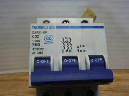 DZX2 - 60 C32 - TIANSHUI 213 DZX2 - 60 C32, 3POLE 32AMP BREAKER - Surplus Alley