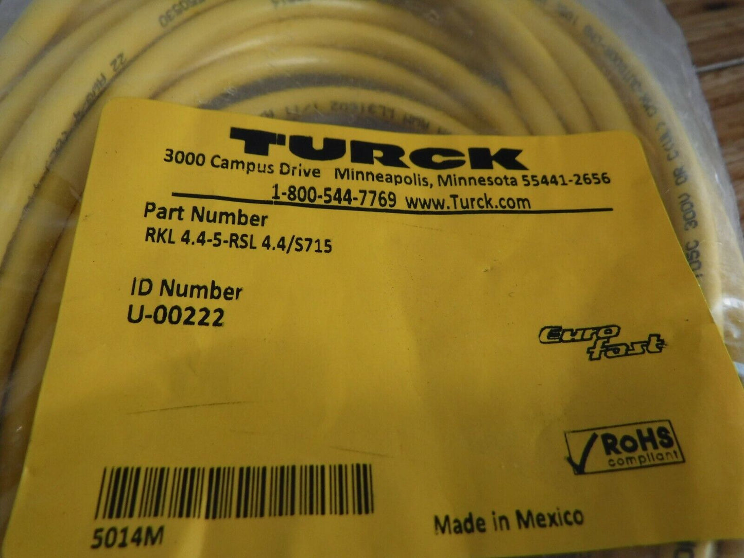 RKL 4.4 - 5 - RSL 4.4/S715 - TURCK RKL 4.4 - 5 - RSL 4.4/S715, U - 00222 4 PIN CORD - Surplus Alley