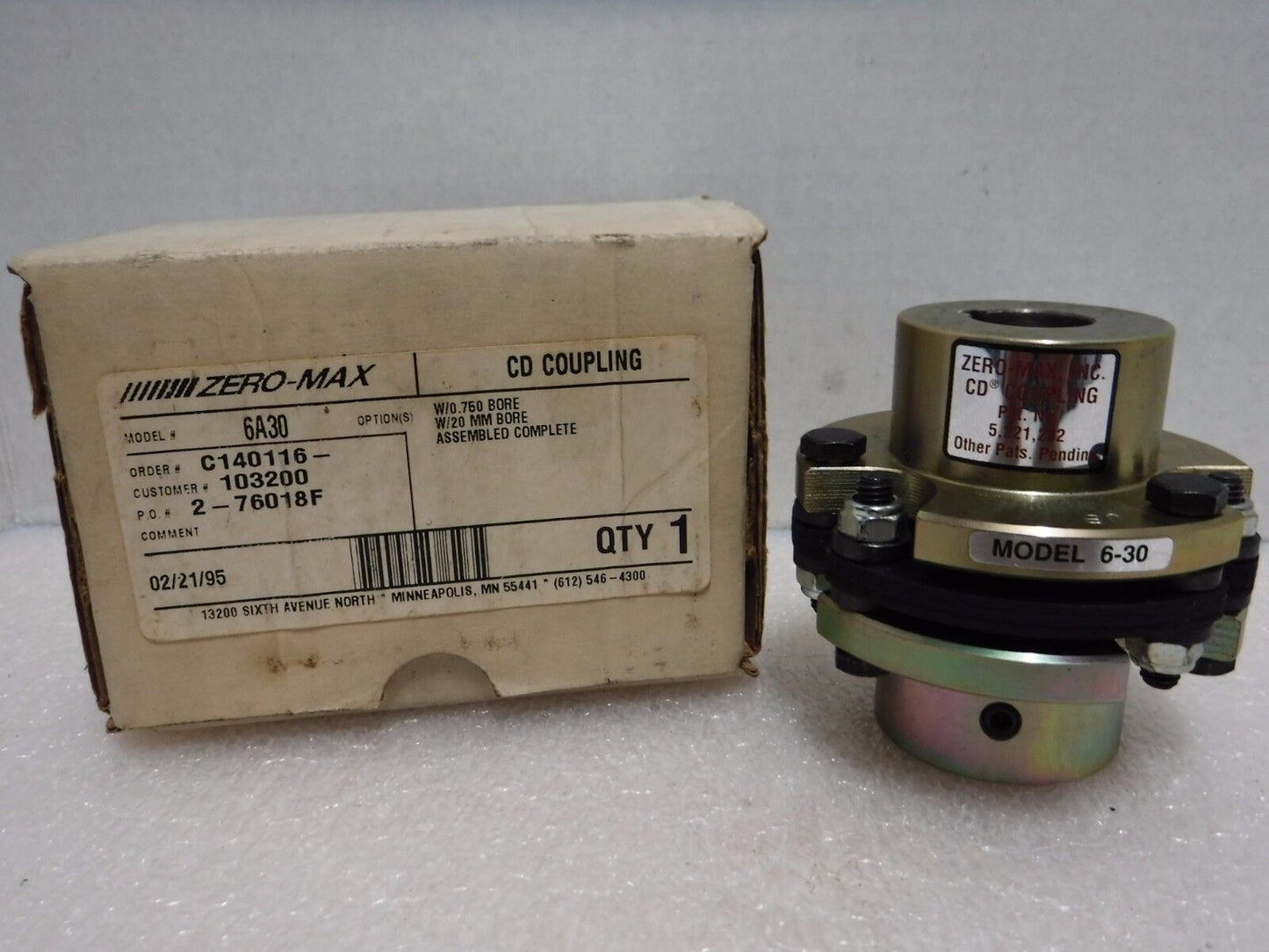 6A30 - ZERO - MAX MODEL 6A30 CD COUPLING 0.750" X 20 MM BORE 6 - 30 - Surplus Alley