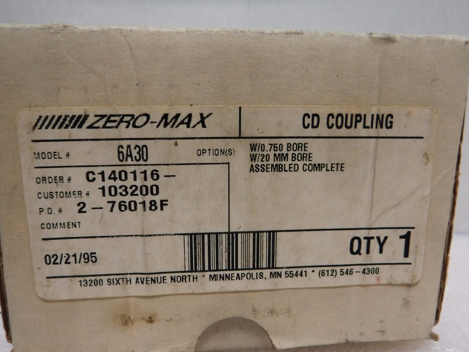 6A30 - ZERO - MAX MODEL 6A30 CD COUPLING 0.750" X 20 MM BORE 6 - 30 - Surplus Alley